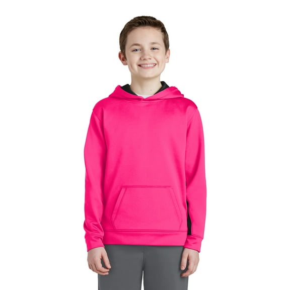 Sport-Tek YST235 Youth Sport-Wick Fleece Colorblock Hooded Pullover, Shop all kids