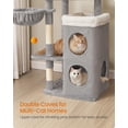 thumbnail image 3 of Torre para Gatos Feandrea con 2 Cuevas y 3 Poste Rascador, Gris Paloma, 3 of 7