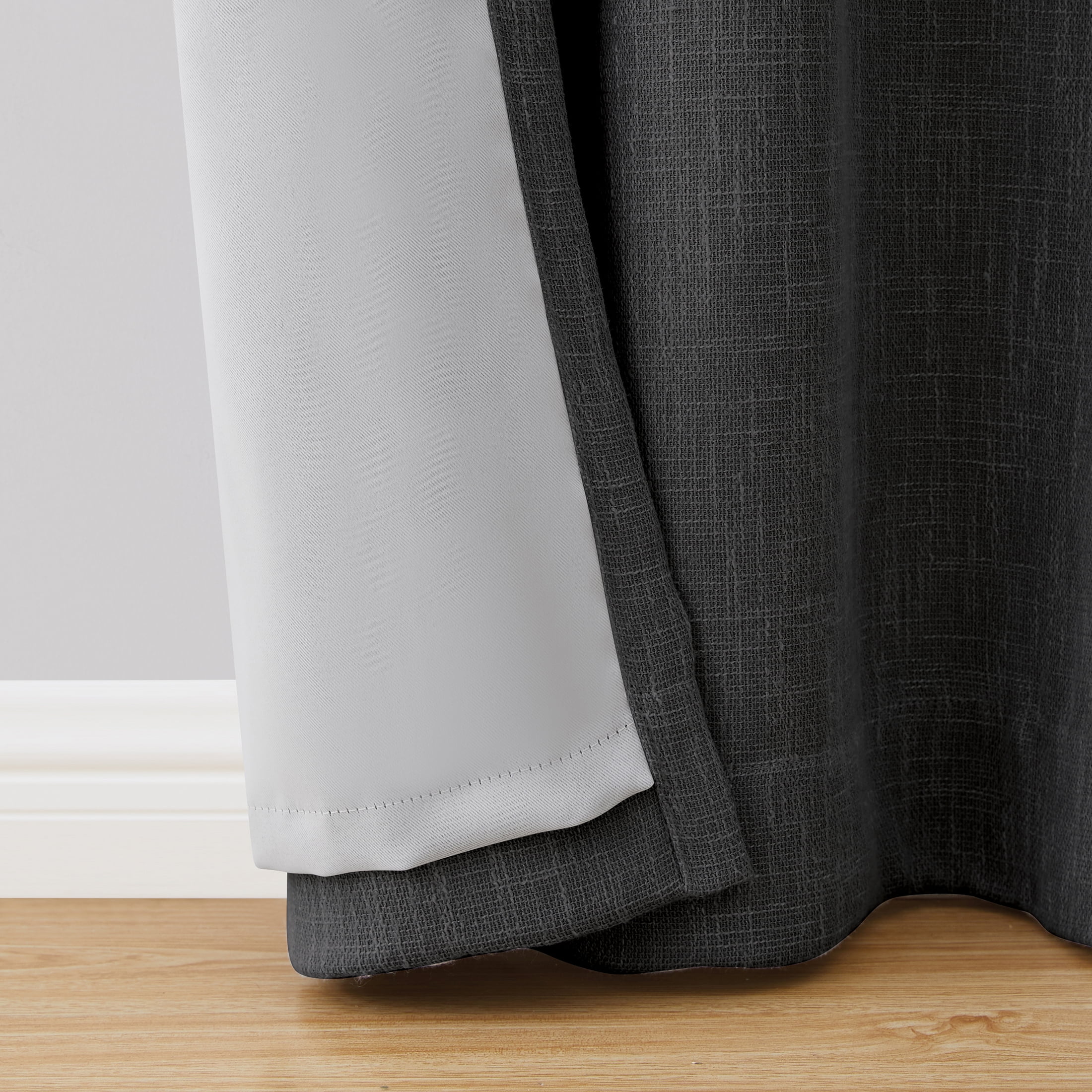 Better Homes & Gardens Woven Textured Grommet Blackout Curtain Panel, 1-Piece, Black 50" W x 63" L