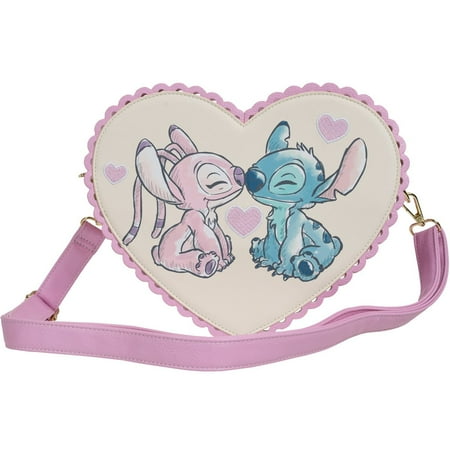 Loungefly Lilo & Stitch Angel and Stitch Heart Kiss Crossbody Purse