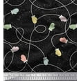 thumbnail image 1 of Soimoi Black Viscose Chiffon Fabric Gloves Kids Print Fabric by the Yard 42 Inch Wide, 1 of 3