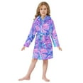 thumbnail image 6 of FORMRS Niños Bathrobe Unisex Hooded Robe Soft Plush Pajamas Sleepwear, Size 10-12T, Purple Starfish Pattern, 6 of 7