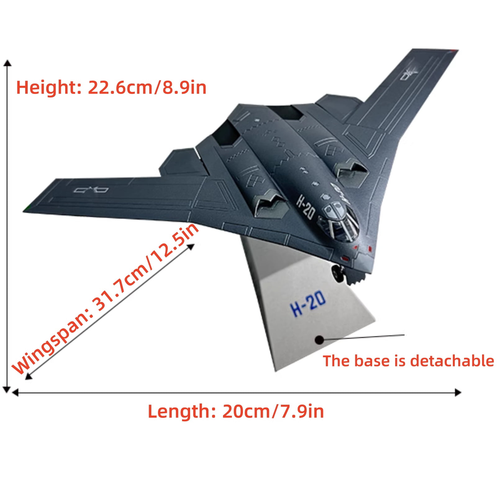 NATEFEMIN China H-20 Bomber Fighter Alloy Model 1:160 for Aircraft Lovers, Decorative Display & Gifts