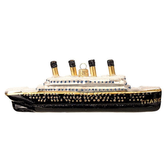 Titanic Ship Polish Mouth Blown Glass Christmas Ornament Tree Decoration