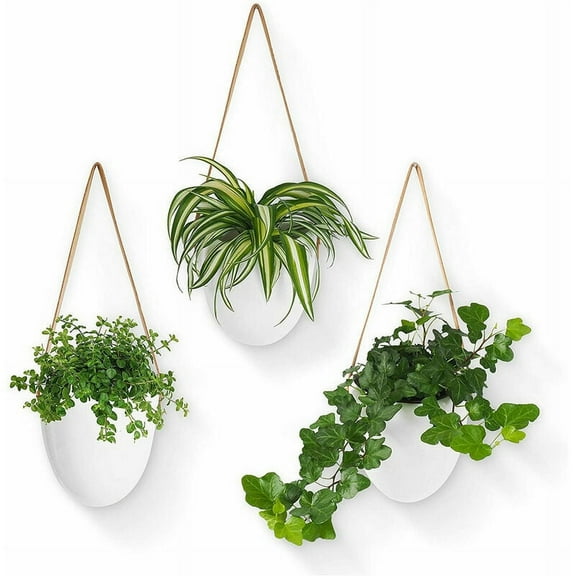 Set of 3 Hanging Pots for Indoor Plants Ceramic Flower Pot for Garden Balcony
