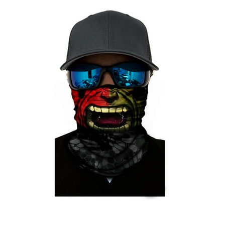 Skull Motorcycle Mask Moretek 3D Skull Neck Scarf Face Shield Mask, Outdoor Seamless Head-wear Motorcycle Wrap Scarf Halloween Mask ()