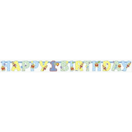 - 1st Birthday Hugs & Stitches Teddy Bear Birthday Banner (7ft)
