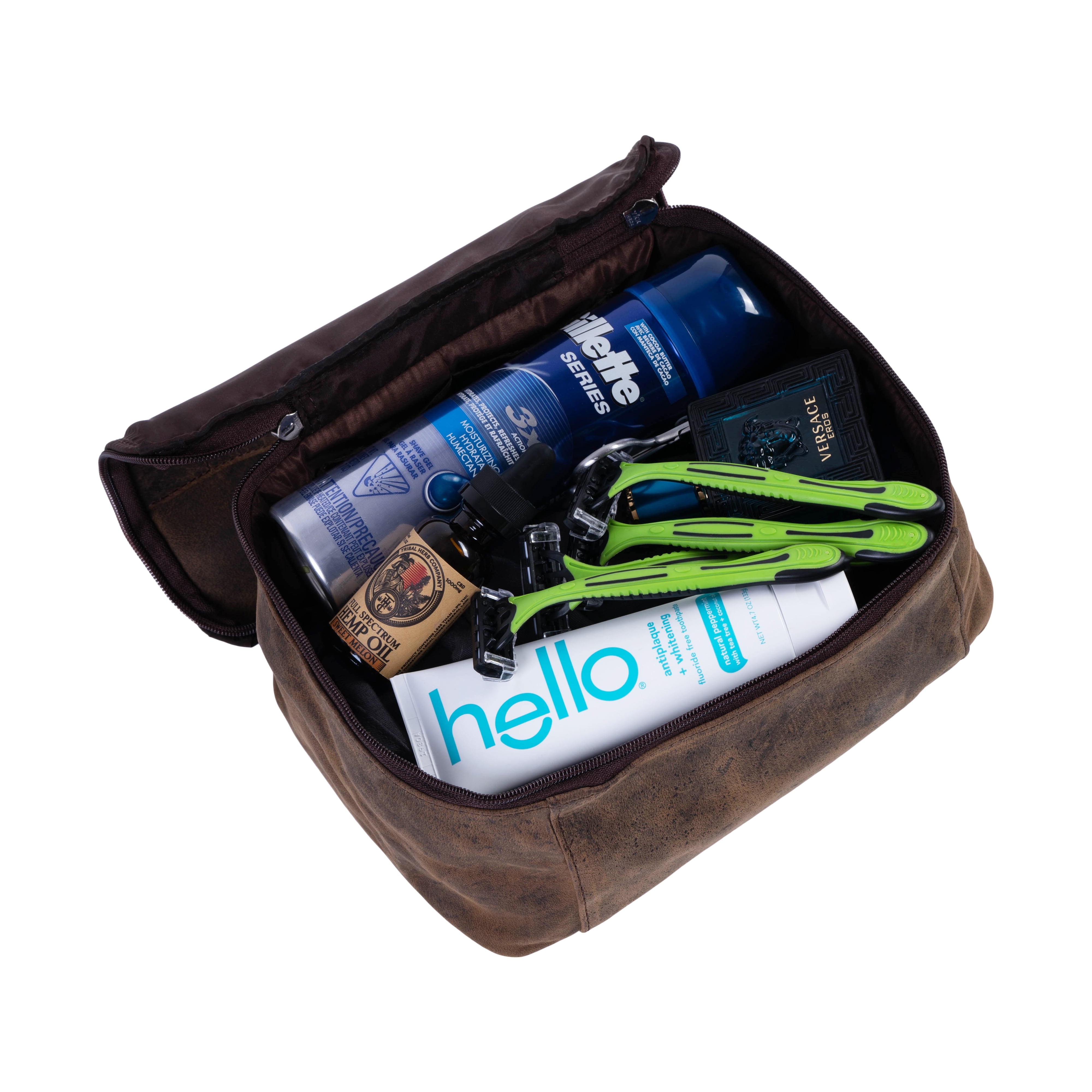 Komalc genuine Unisex Vanity Leather Dopp kit - Travel Toiletry Bag Shaving Kit