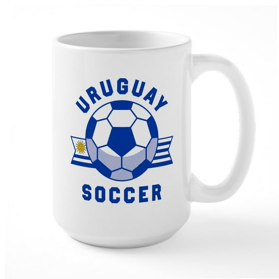 CafePress - Uruguay Soccer Mugs - 15 oz Ceramic Large White Novelty Mug