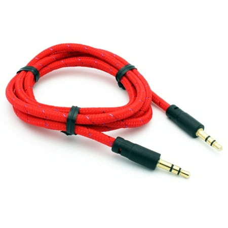 Samsung Galaxy Tab 4 Wire For Tv Red Braided Aux Cable Car Stereo Wire Compatible With Samsung Galaxy S7 Edge Active S6 Edge+ Edge, Active, S5 Active, On5 NotePRO 12.2 Note9 Note8, Note 5 4 3 10.1, Mega 2 Kids Tab 3 7.0 R4K ()