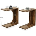 thumbnail image 1 of Tribesigns Set of 2 C-Shaped End Tables, Rustic Brown Sofa Side Tables for Living Room or Bedroom, Compact Snack Tables with Adjustable Feet, MDF Construction, 1 of 5