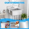 thumbnail image 3 of Single Bowl 360°Rotate Faucet Utility Sink, Cleaning Sink, Kitchen Utility Sink, Washing Hand Basin, Laundry Sink, 21 Inch Freestanding Stainless Steel for Kitchen, Restaurant, Garage, 3 of 9