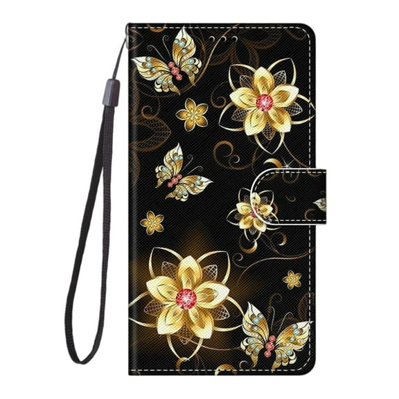 Thin Multifunctional Phone Case Magnetic Lock Wallet Stand Hand Straps Multiple Type for Option for Smartphone Use