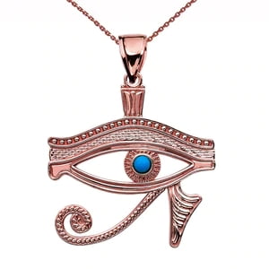 EYE OF HORUS ROSE GOLD TURQUOISE PENDANT NECKLACE : 10K Pendant with 20" chain