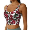 thumbnail image 2 of Gukieu Rose Flowers Print Women's Sports Vest, Low-neck U-shaped Removable Pad Sports Bra for Yoga, Exercise, Dance-Large, 2 of 8