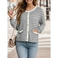 thumbnail image 4 of Cueply Women's Cardigan Sweater Long Sleeve Striped Button Knit Jackets Coats Outwear with Pockets, 4 of 7