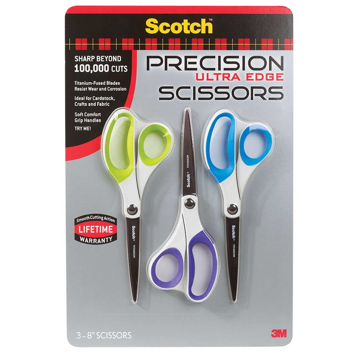 3M Scotch Precision Ultra Edge 8' Scissor, 3-count