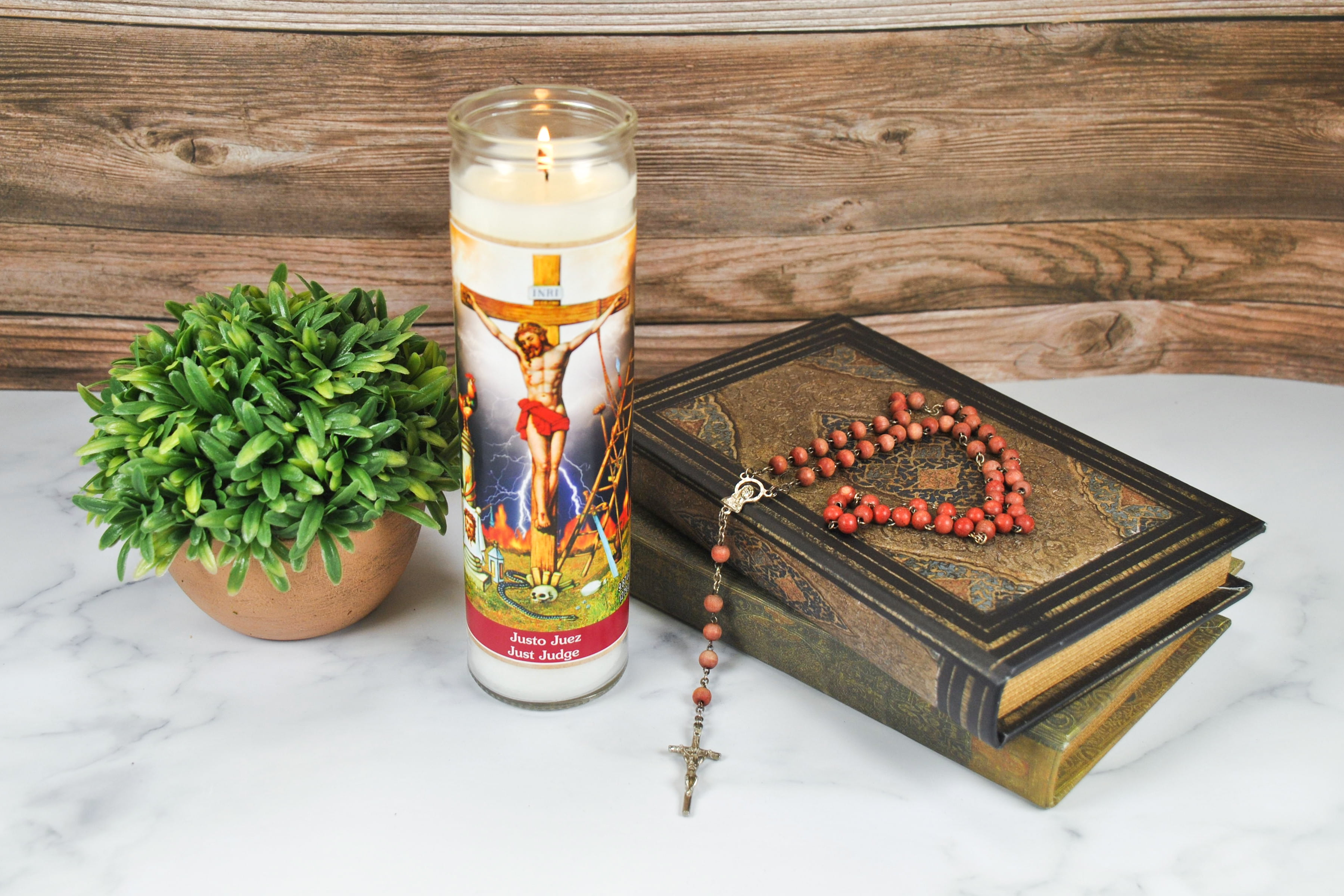 (2 pack) Prayer Candle Justo Juez White Wax, 8 Inch