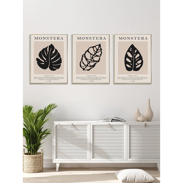 3pcs Floral Pattern Unframed Painting, Abstract Wall Art Prints For Home Decor