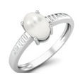 thumbnail image 2 of 7X5 MM Oval Shape Pearl Gemstone Solitaire Mother's Day Gift Rings For Women 925 Sterling Silver Promise Rings, 2 of 3