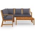 thumbnail image 3 of vidaXL Garden Lounge Set Acacia wood with dark grey cushions, 3 of 6