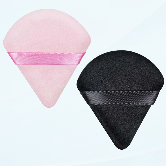2 Pcs Triangle Powder Puff for Face Powder Soft Triangle Velour Makeup Powder Puffs for Setting Loose Powder Triangle Beauty Powderpuff Triangle Under Eye Powder Puff Face Makeup Applicator|Black+Pink