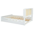 thumbnail image 6 of Harper & Bright Designs Queen Size Rattan Platform Bed Frame with Headboard & Trundle, Wood Bed Frame with Shelves and Drawers, White, 6 of 12