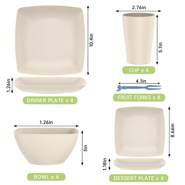 24-Piece Wheat Straw Dinnerware Set for 4 photo 6
