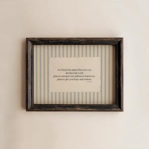 Kiloa Striped Bible Verse Wall Art, Jeremiah 29:11 Blue Scripture Print, Christian Home Decor, Vintage Scripture Poster, 8x12 UNFRAMED