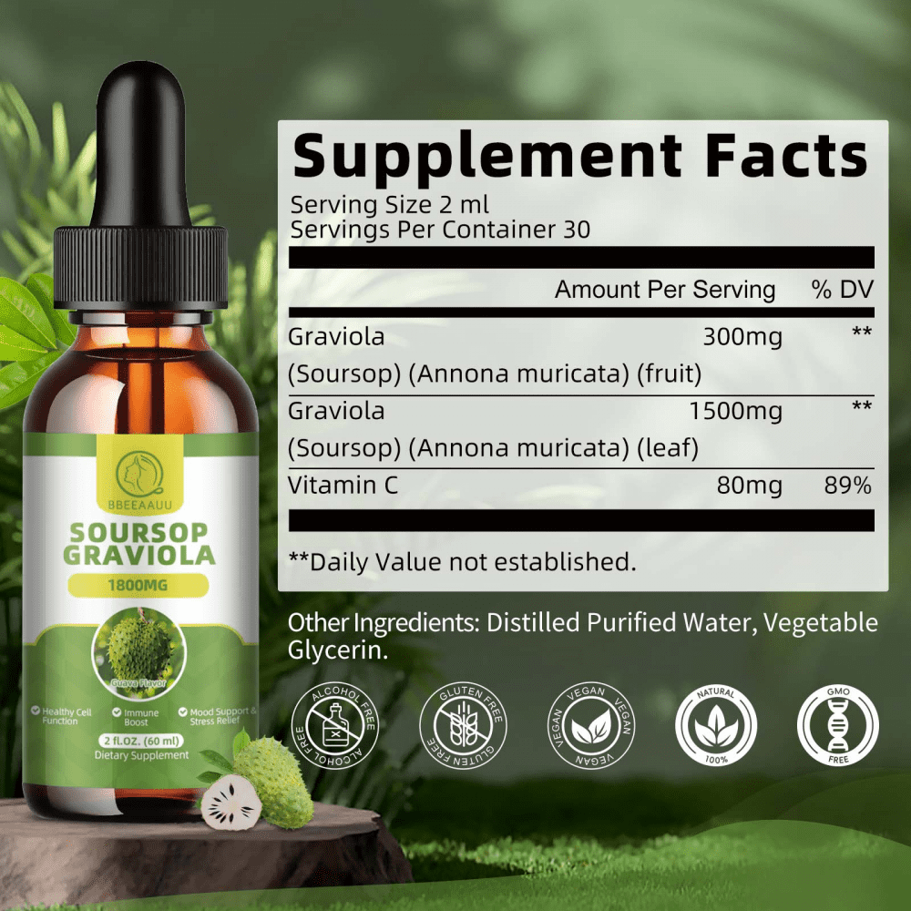 2000mg Natural Soursop Graviola Gummies Supplement, Original Soursop 2000mg Natural Soursop Graviola Gummies Supplement, Original Soursop