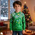 thumbnail image 2 of RUTAYY Boys Crewneck Sweatshirt Christmas Snowflake Graphic Long Sleeve Loose Fit Holiday Tops Festive Casual Sportswear, Green, 2 of 5