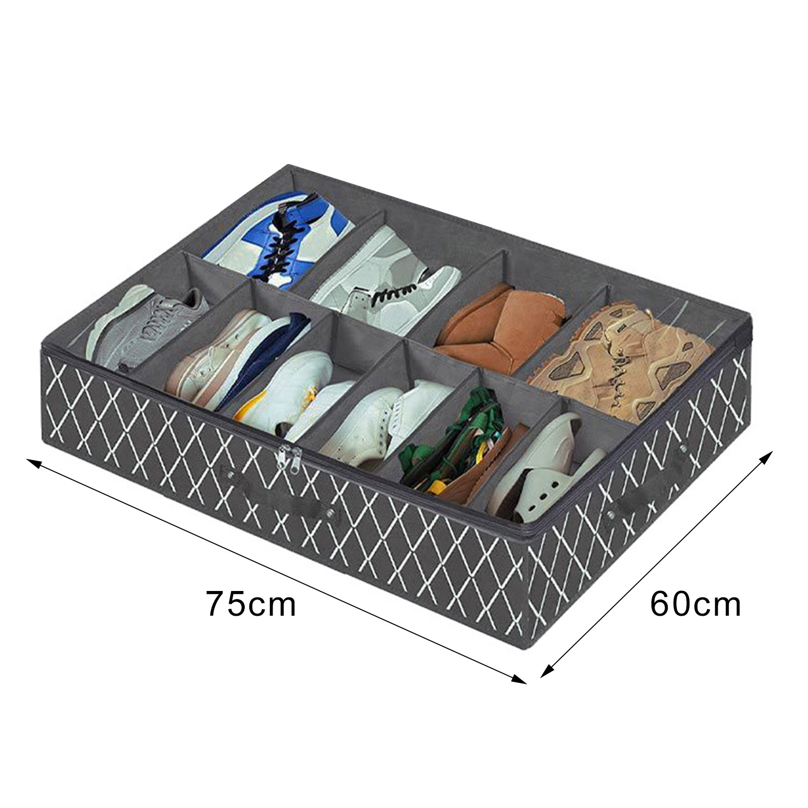 sunsanly Shoes Storage Bag Collapsible Shoe Boot Container with Handles Large Capacity Multiple Compartments Foldable Design Shoes Organizer