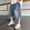 thumbnail image 6 of Boys Jean Shorts Slim Fit Wide Leg Summer Trousers Short Boys Summer Clothes Teen Boys Clothes 10-12 Years Cute&nbsp;Boy&nbsp;Clothing, 6 of 7