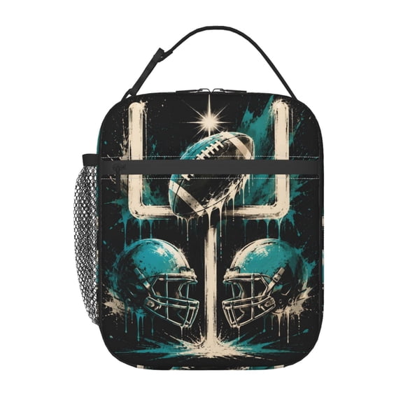 Football Lunch Bag Reusable Thermal Lunch Tote with Handle for Women and Men
