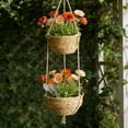 thumbnail image 4 of Double Layer Hanger Woven Hanging Home Garden Indoor 2 Tier Hanging Planter (3 Syles) Flower Pots 9.8" x 9.8" x 6.3", 4 of 6