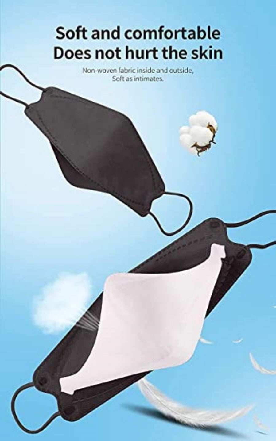 Korea Black Disposable K.F94 Face Masks 4-Layer Filters Breathable Comfortable Protection, Protective Nose Mouth Covering Dust Mask Made in Korea , for Male Female 100 Pack