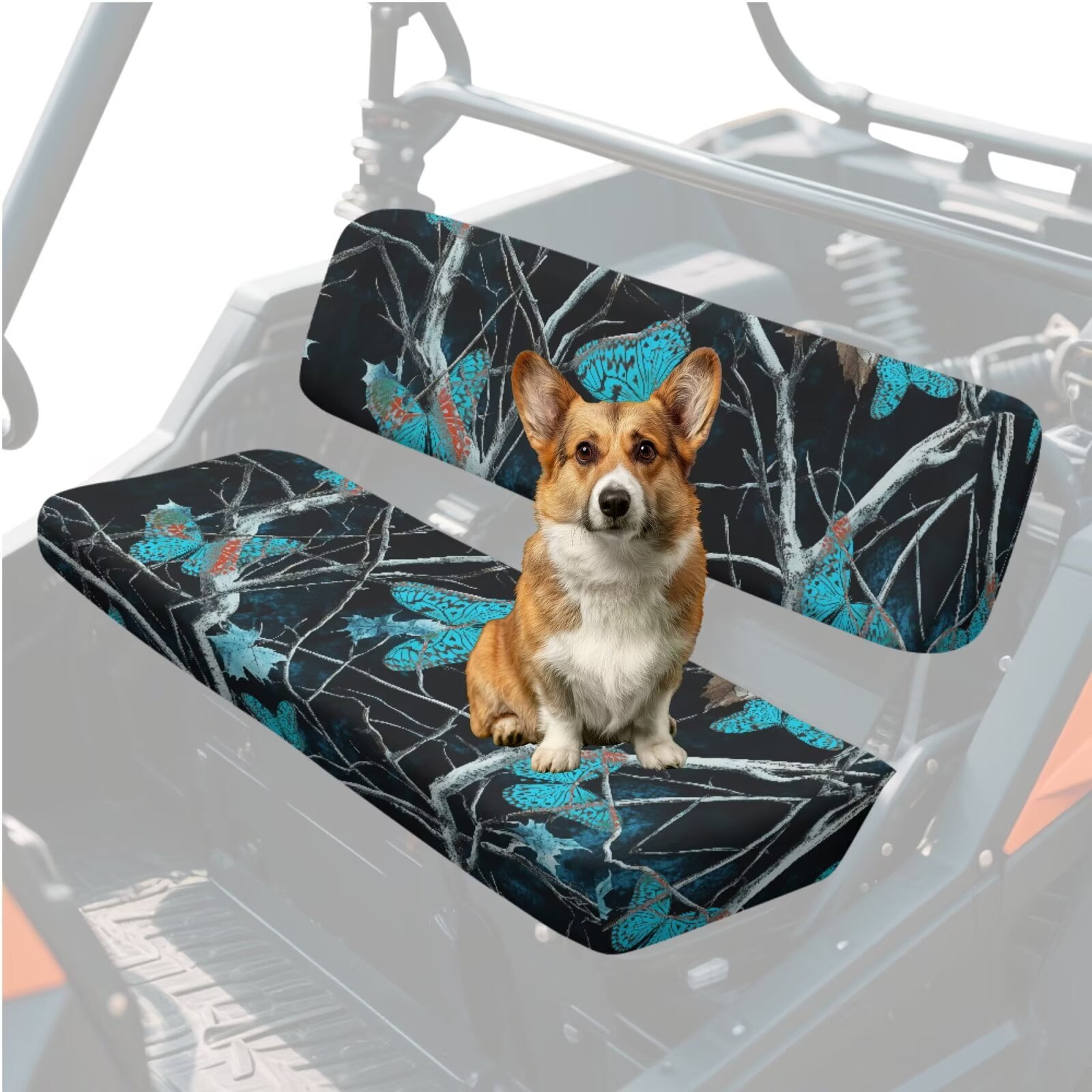 Yuyamidu Blue Butterfly Mule Bench Seat Cover Compatible with Kawasaki Mule 4010 4x4 FE 2025 2023 2022 2021 / Kawasaki Mule 4010 4x4 SE 2018 2017 2016, Camo Hunting UTV Seat Cover Accessory Part