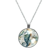 Hippocampus Glass Circular Pendant Necklace - Stunning Jewelry for Women, Necklaces for Every Occasion