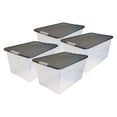 thumbnail image 1 of Homz Bac de Rangement en Plastique Grand de 64 Qt à Loquet Sécurisé avec Couvercle Gris (Lot de 4), 1 of 8