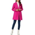 thumbnail image 2 of Allegra K Manteau Mi-Long à Manches Longues Raglan à Revers Croisé pour Femme TP Rose Vif, 2 of 6