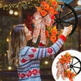 thumbnail image 6 of Hvmvliv Fall Wreath(17.72x16.54in) Fall Wreaths for Front Door, Artificial Wreath with Flowers Pumpkin Berries Bow, Door Wreath for Outside Thanksgiving,Outdoor Decor Multicolor, 6 of 9