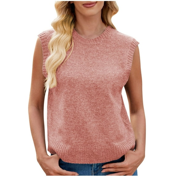 UAMVSH Backless Sweater Vests for Women Trendy Tie Back Sleeveless Going out Pullover Fall Vacation Party Knitted Tank Tops(X-Large,Pink)
