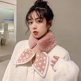 thumbnail image 3 of Eoperou Women Scarf Plush Dot Print Fishtail Knot Solid Color Cross Keep Warm Fish Tail Shape Thicken Faux Hare Fur Collar Scarf for Outdoor, 3 of 8