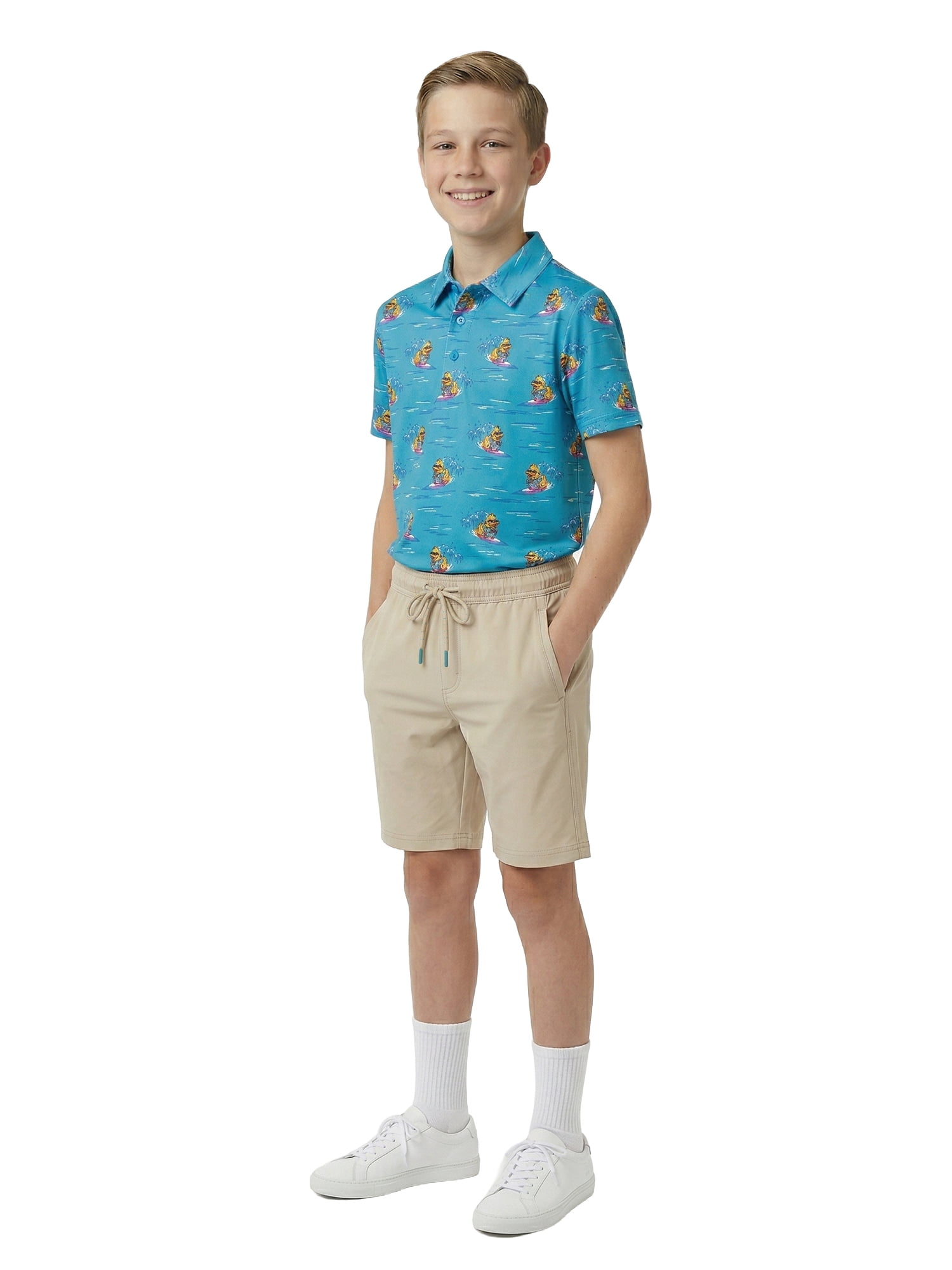 Birdie Bound Boys Rubber Ducky Print Polo Top with UV 30, Sizes XS-XL