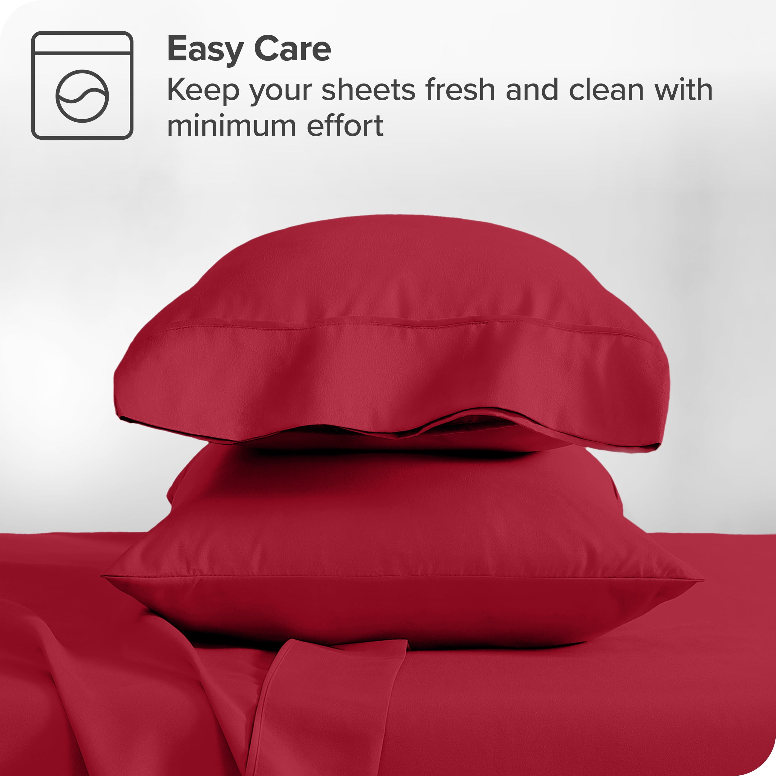 Bare Home Red Microfiber Pillowcase Set, Hypoallergenic, King Set of 2