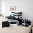thumbnail image 6 of Manfei Modern Geometric 7pcs Bedding Comforter Set,Stripe Lines Pattern Queen Bedding Sets,Deepblue Gray Black Queen Sheet Sets For Girl Boys,Super Cozy Room Decor Reversible, 6 of 8