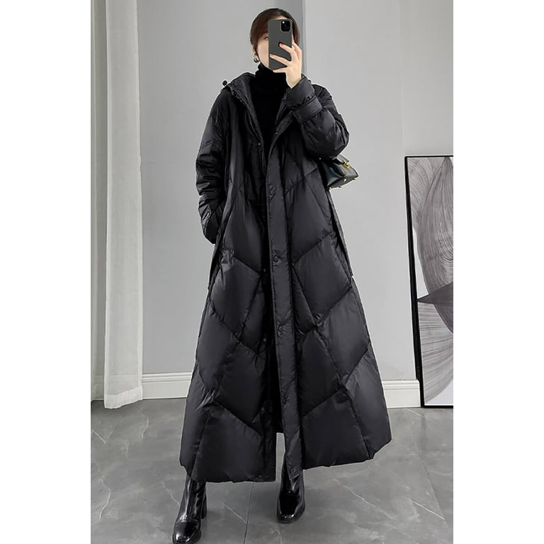 Ladies black coat with hood new arrivals