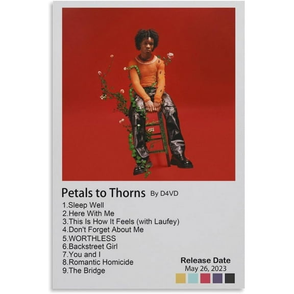 D4vd Poster Petals to Thorns 1 Album Cover Posters Music Posters Decorative Paintings Art Posters Canvas Wall Art for Living Room Decor Unframed 12x18inch(30x45cm)