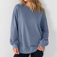 thumbnail image 3 of BXINGOHAI Women's Casual Crew Neck Sweatshirt Loose Soft Long Sleeve Pullover Tops Blue M, 3 of 6