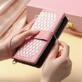 thumbnail image 6 of Case For Samsung Galaxy S25 Ultra 5G Checkered With 6-card Slots Holder Kickstand Wrist Strap Lanyard Zipper PU Leather Flip Wallet Case,Pink,For Galaxy S25 Ultra 5G, 6 of 6